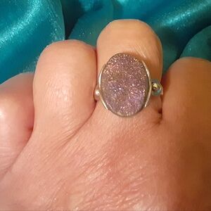 Silver ring 926, w/purple stone, 8.5-9